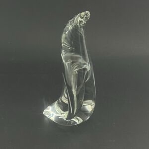 Val Saint Lambert Belgium Crystal Penquin Figurine  Paperweight Signed